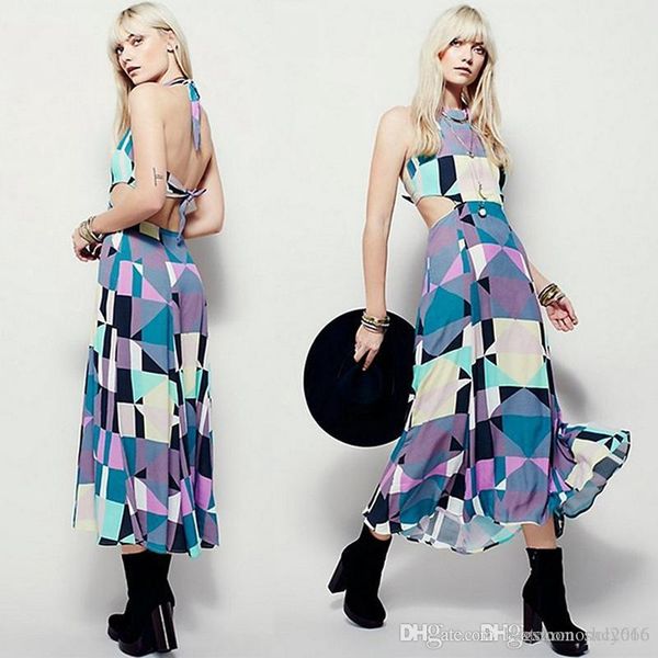women dress fashion halter sleeveless vest sling back geometric patterns print split elegant lady skirt casual long dresses size s-xl, Black;gray
women dress fashion halter sleeveless vest sling back geometric patterns print split elegant lady skirt casual long dresses size s-xl, Black;gray