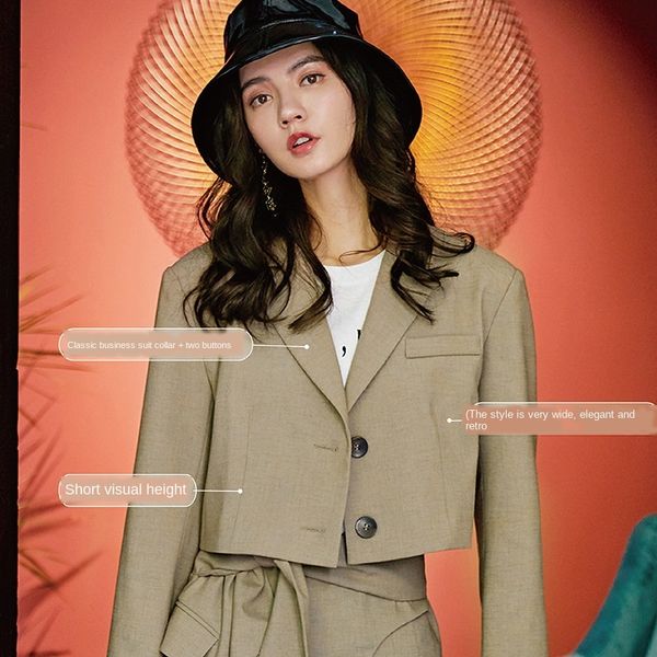 v6315 elegant high-end niche short suit fashionable all-match coat autumn new long sleeve coat for women, White;black
v6315 elegant high-end niche short suit fashionable all-match coat autumn new long sleeve coat for women, White;black