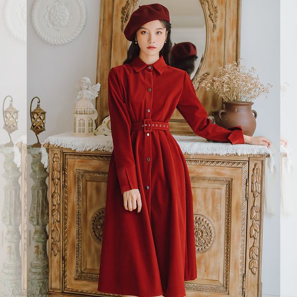 yamdi 2020 new fashion women's clothing vintage dress women dress solid red autumn winter vestidos, Black;gray
yamdi 2020 new fashion women's clothing vintage dress women dress solid red autumn winter vestidos, Black;gray