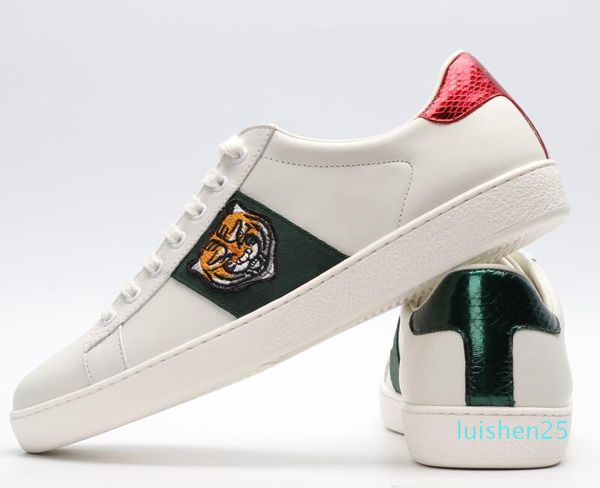 with box 2019 fashion stripes green embroidered sneakers ace black genuine leather men women casual designer shoes size 35-46 l25
