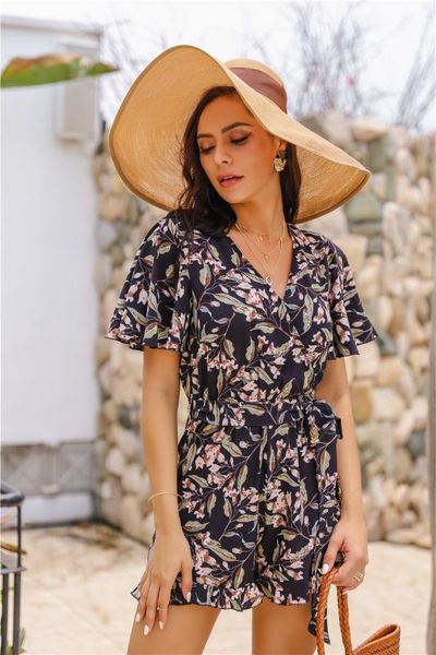 print flower leaf rompers womens jumpsuit summer short sleeve v neck boho clothing jumpsuits y0063a, Black;white
print flower leaf rompers womens jumpsuit summer short sleeve v neck boho clothing jumpsuits y0063a, Black;white
