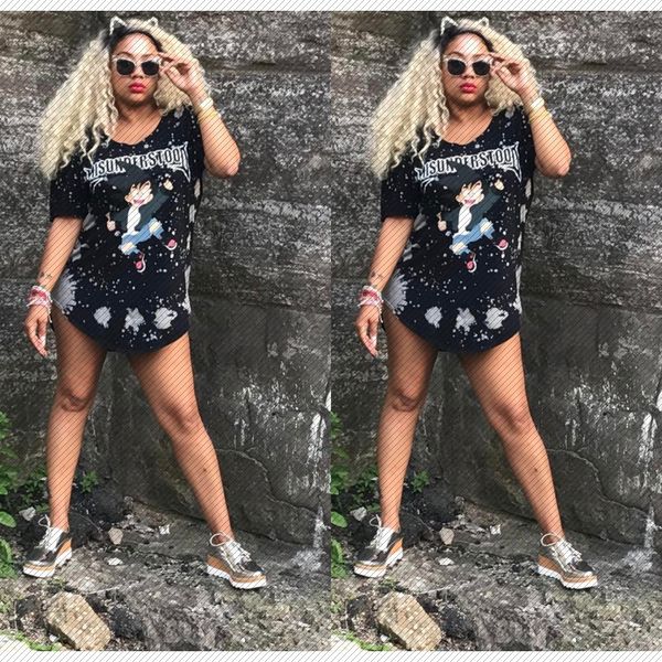 w8054 european and american womens supply american rock festival english lettered cartoon printed dress nightclub, White;black
w8054 european and american womens supply american rock festival english lettered cartoon printed dress nightclub, White;black