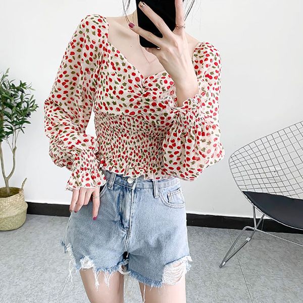 women's blouses & shirts floral lantern sleeve women blouse square collar printed chiffon shirt off-shoulder short slim autumn, White
women's blouses & shirts floral lantern sleeve women blouse square collar printed chiffon shirt off-shoulder short slim autumn, White