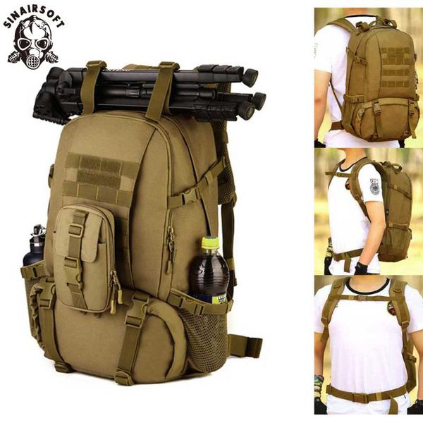 sinairsoft waterproof nylon tactics backpack 40l large capacity men 15 inch laprucksack travel hike ly2001