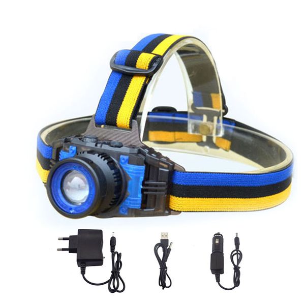 Headlamp Head Headlight Q5 Led Rechargeable Battery Head Torch Lamp Light Linterna Frontal For Fishing Ac Charger 60°