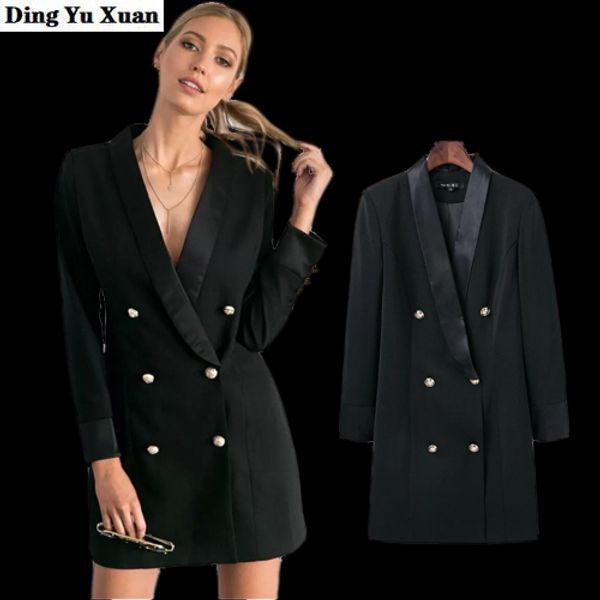 office ladies double breasted long blazer women formal work wear black suit jacket womens high street buttons outwear business, White;black
office ladies double breasted long blazer women formal work wear black suit jacket womens high street buttons outwear business, White;black