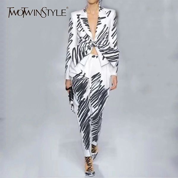 twotwinstyle striped elegant women's suit lapel collar long sleeve bow blazer high waist pants two piece set female 2020 tide, White
twotwinstyle striped elegant women's suit lapel collar long sleeve bow blazer high waist pants two piece set female 2020 tide, White