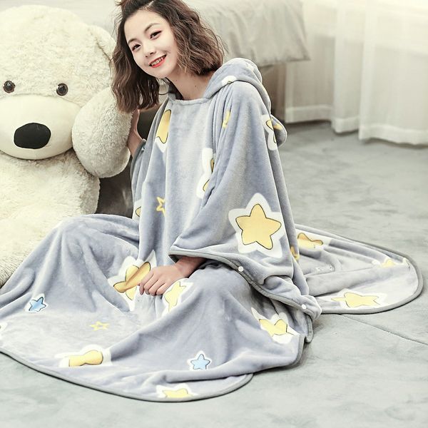 blankets multi-functional flannel blanket with sleeves can be worn hood warm in autumn and winter pink brown gray star cartoon
blankets multi-functional flannel blanket with sleeves can be worn hood warm in autumn and winter pink brown gray star cartoon