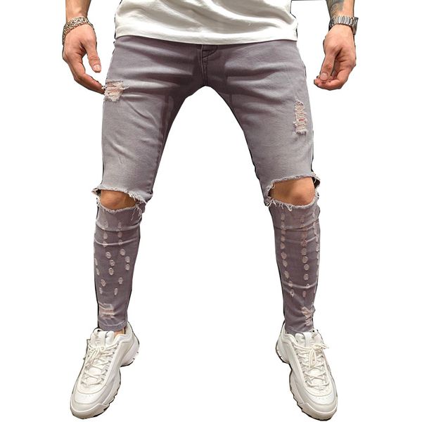 men's pants knee holes jeans for men gray casual skinny fashion slim fit spring easy matching, Black
men's pants knee holes jeans for men gray casual skinny fashion slim fit spring easy matching, Black
