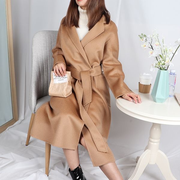 water ripple hand-sewed double-sided coat women's wool wool mid-length 2019 korean high-end alpaca fleece coat, Black
water ripple hand-sewed double-sided coat women's wool wool mid-length 2019 korean high-end alpaca fleece coat, Black