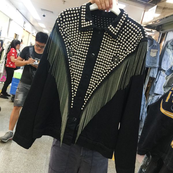 chaquetas mujer 2020 autumn new fringed denim jacket female short loose diamond studded jacket korean bf style spring coats, Black;brown
chaquetas mujer 2020 autumn new fringed denim jacket female short loose diamond studded jacket korean bf style spring coats, Black;brown