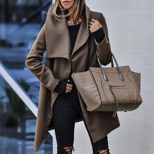 women's wool & blends casual loose green trench coat femme long sleeve zipper women plus size solid turn down collar autumn winter over, Black
women's wool & blends casual loose green trench coat femme long sleeve zipper women plus size solid turn down collar autumn winter over, Black
