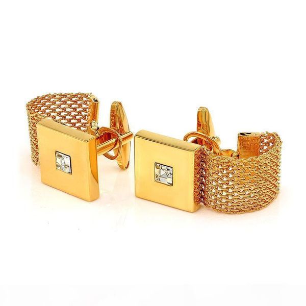 luxury gold-color chain cufflinks with crystal men's cuff links for wedding wholesale gift, Silver
luxury gold-color chain cufflinks with crystal men's cuff links for wedding wholesale gift, Silver