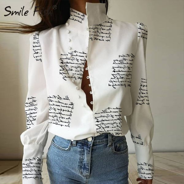 letters printed buttons up stand collar shirts women new fashion lady white blouses 3xl long sleeve chain blusas plus size m0303 cx200714
letters printed buttons up stand collar shirts women new fashion lady white blouses 3xl long sleeve chain blusas plus size m0303 cx200714