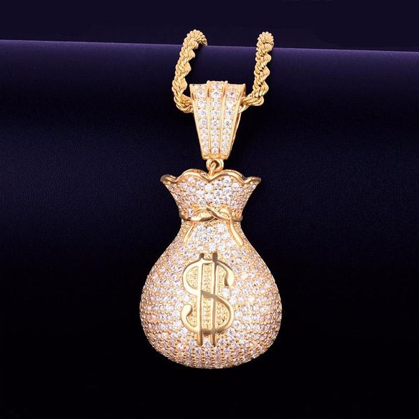 men's dollar bag pendant necklace rope chain chain gold silver ice out cubic zircon women hip hop rock jewelry
men's dollar bag pendant necklace rope chain chain gold silver ice out cubic zircon women hip hop rock jewelry