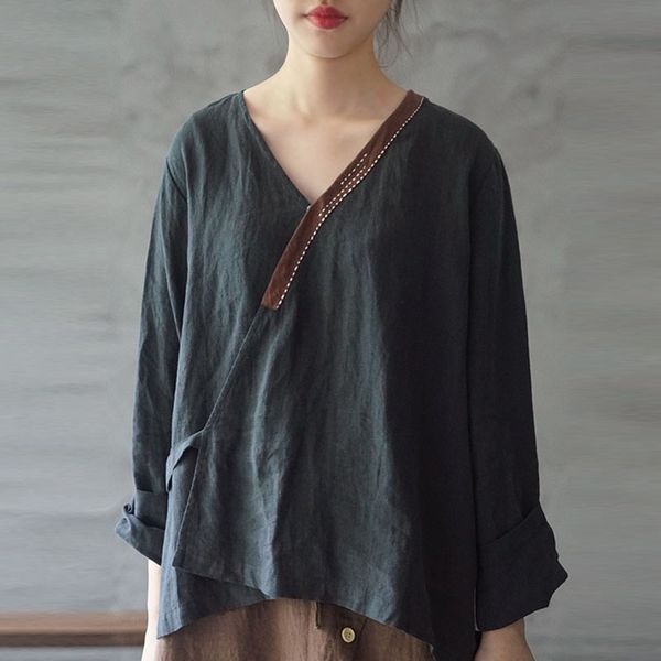 johnature embroidery cotton linen autumn vintage solid v-neck cardigan lace up shirt 2020 new long sleeve all-match women shirt, White
johnature embroidery cotton linen autumn vintage solid v-neck cardigan lace up shirt 2020 new long sleeve all-match women shirt, White