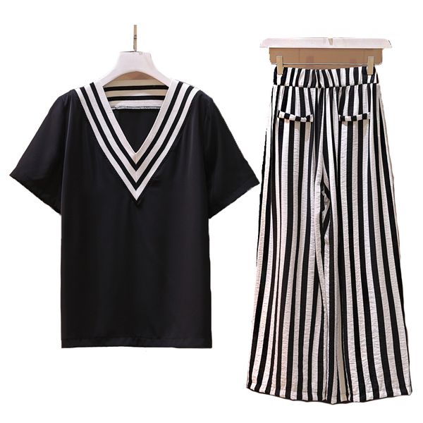 jvcake2020 summer large women's fashion v striped wide leg trousers 2 sets of women's suits two piece suit plus size 4xl, White
jvcake2020 summer large women's fashion v striped wide leg trousers 2 sets of women's suits two piece suit plus size 4xl, White