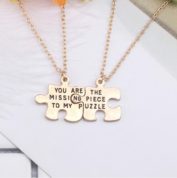2 pcs/set geometric puzzle necklace for couples lovers romantic pendant statement necklaces lettering jewelry girlfriends gifts, Silver
2 pcs/set geometric puzzle necklace for couples lovers romantic pendant statement necklaces lettering jewelry girlfriends gifts, Silver