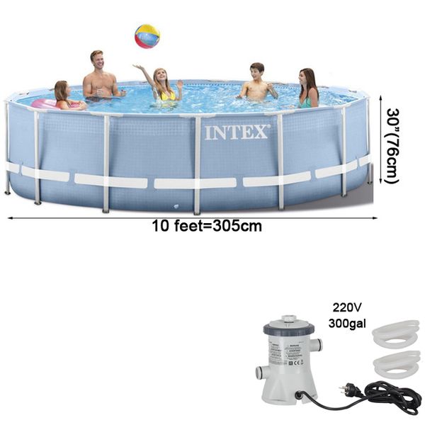 305 * 76cm round frame above ground pool set 2020 model pond family pool filter pump metal frame swimming pool
305 * 76cm round frame above ground pool set 2020 model pond family pool filter pump metal frame swimming pool