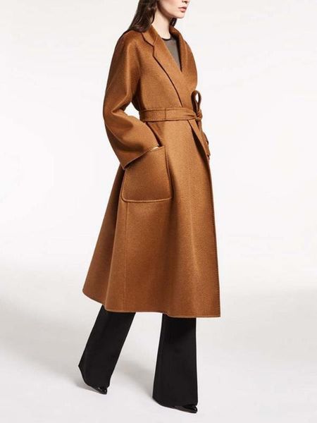 wqjgr 100% cashmere long coat women turn-down collar sashes cashmere coat women, Black
wqjgr 100% cashmere long coat women turn-down collar sashes cashmere coat women, Black