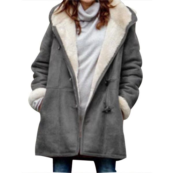 women's casual warm winter coat new fashion women middle length thick plush hooded outwear jacket coat, Black
women's casual warm winter coat new fashion women middle length thick plush hooded outwear jacket coat, Black