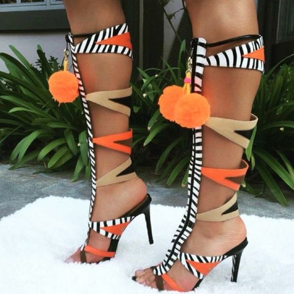 stylish sandal boots rome ball decor zip stripe pattern gladiator sandals cut out open toe high heel woman summer boots, Black
stylish sandal boots rome ball decor zip stripe pattern gladiator sandals cut out open toe high heel woman summer boots, Black