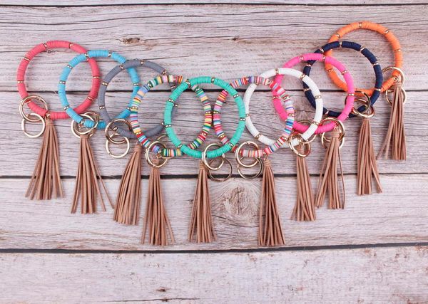 zwpon funfetti mixcolor soft ceramic bangles colorful beach stack polymer clay beads bracelet brown lether tassel bracelet, Black
zwpon funfetti mixcolor soft ceramic bangles colorful beach stack polymer clay beads bracelet brown lether tassel bracelet, Black