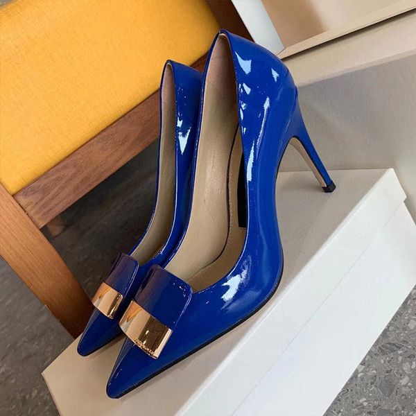 designer womens pumps luxury black white blue pointed metal square buckle high heels with box size 35-40
designer womens pumps luxury black white blue pointed metal square buckle high heels with box size 35-40