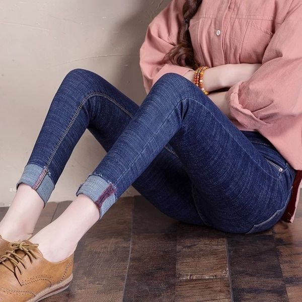 women's korean-style skinny pencil leggings women's high waist jeans streetwear, Blue
women's korean-style skinny pencil leggings women's high waist jeans streetwear, Blue