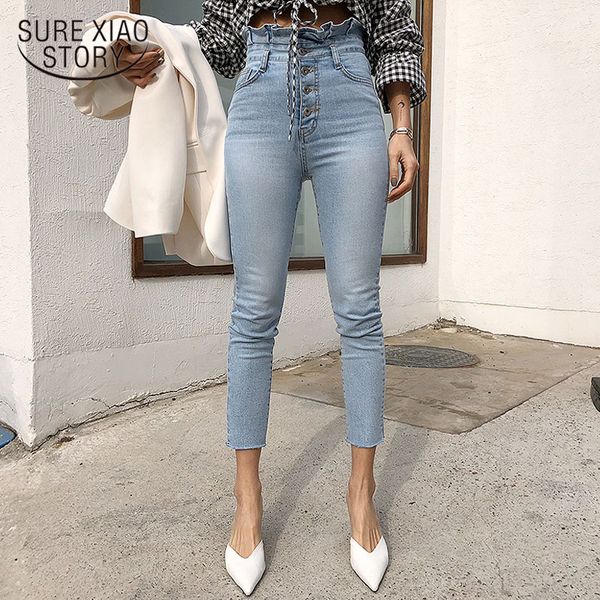 women's jeans 2021 women high waist ruffles pants single-breasted female pencil streetwear denim skinny trousers 10403, Blue
women's jeans 2021 women high waist ruffles pants single-breasted female pencil streetwear denim skinny trousers 10403, Blue