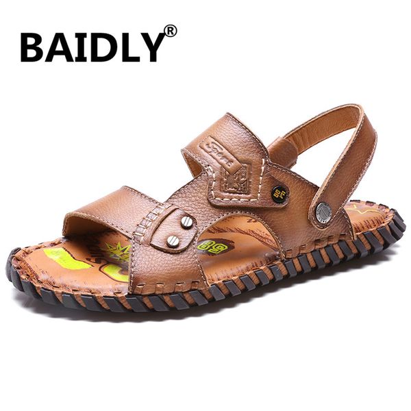 men genuine leather sandals summer classic men shoes slippers soft sandals roman style comfortable walking footwear, Black
men genuine leather sandals summer classic men shoes slippers soft sandals roman style comfortable walking footwear, Black