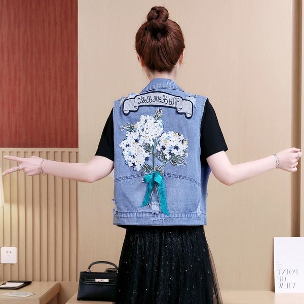 large size women's new coat vest korean style fashion all-match coat slimming single-breasted hole denim vest for women, Black;white
large size women's new coat vest korean style fashion all-match coat slimming single-breasted hole denim vest for women, Black;white