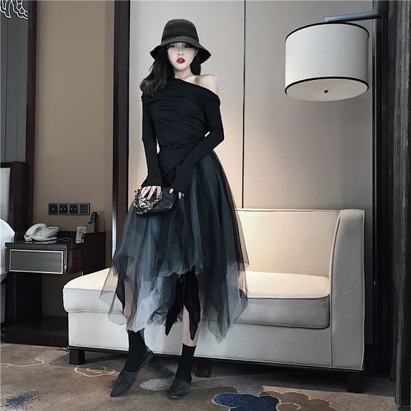 net red half-length yarn skirt womens 2020 summer new elegant retro mesh black irregular pettiskirt, Black;pink
net red half-length yarn skirt womens 2020 summer new elegant retro mesh black irregular pettiskirt, Black;pink