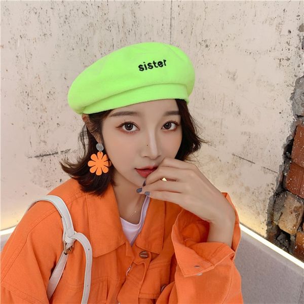 female season korean fashion plush beret fluorescent green street fashion letter embroidery painter beret hat painter hat, Blue;gray
female season korean fashion plush beret fluorescent green street fashion letter embroidery painter beret hat painter hat, Blue;gray