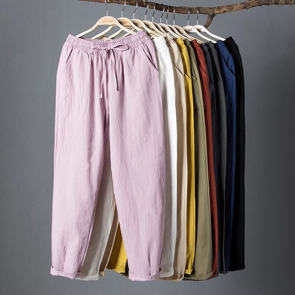 women's pants & capris 2021 summer thin casual cotton linen women high waist solid harem female nine points plus size loose trousers, Black;white
women's pants & capris 2021 summer thin casual cotton linen women high waist solid harem female nine points plus size loose trousers, Black;white