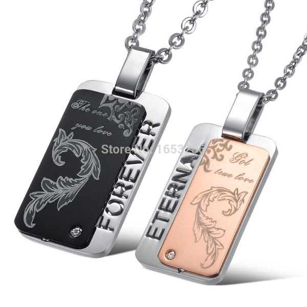 men and women stainless steel couple necklace forever eternal love dog tag style necklace pendant for lover's jewelry, Silver
men and women stainless steel couple necklace forever eternal love dog tag style necklace pendant for lover's jewelry, Silver