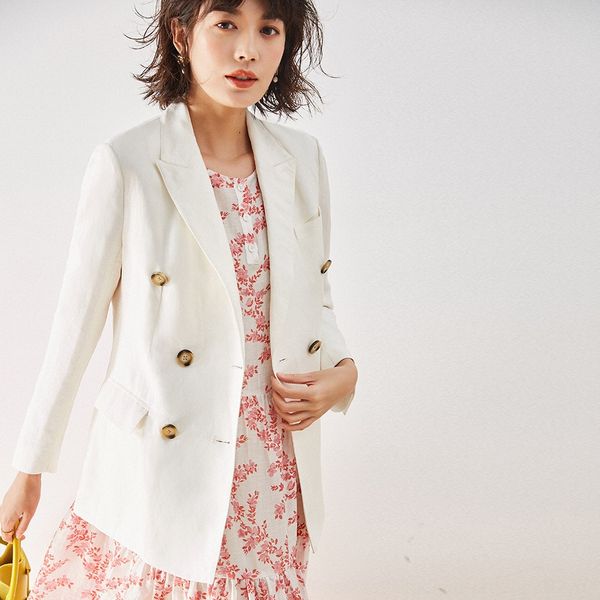 women's 2020 spring new french commuter slimming linen suit mid-length loose casual for women coat coat 3129, White;black
women's 2020 spring new french commuter slimming linen suit mid-length loose casual for women coat coat 3129, White;black