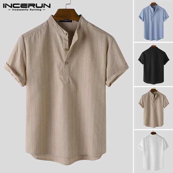 fashion striped shirts men leisure short sleeve stand collar camisa casual loose cotton blouse vintage comfy blusas 3xl incerun, White;black
fashion striped shirts men leisure short sleeve stand collar camisa casual loose cotton blouse vintage comfy blusas 3xl incerun, White;black