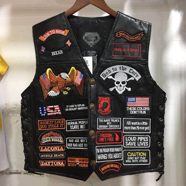 american harley leather riding 42 embroidered embroidered badge vest badge leather vest male, Black;white
american harley leather riding 42 embroidered embroidered badge vest badge leather vest male, Black;white