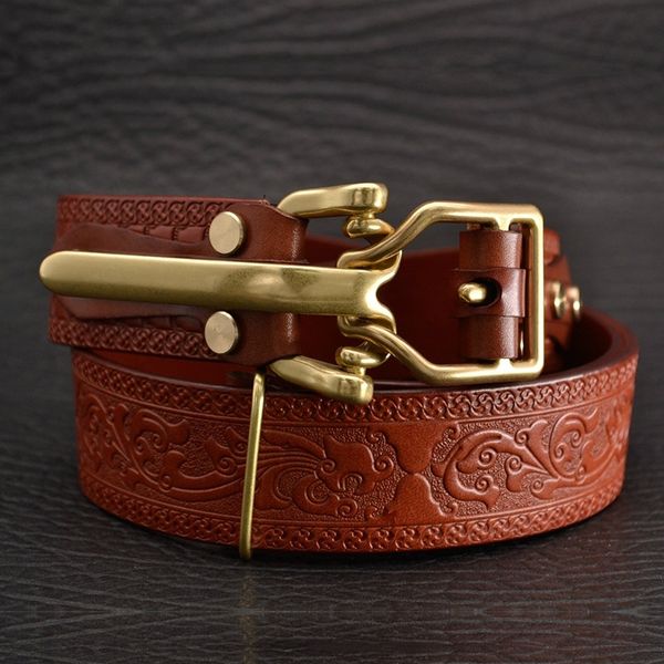 carving retro flower woven cavalry belt genuine leather luxury fashion designer belts men jeans knight belt for men, Black;brown
carving retro flower woven cavalry belt genuine leather luxury fashion designer belts men jeans knight belt for men, Black;brown