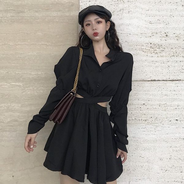 nana fashion womens clothing store puff sleeve cross tie design sense minority dress loose belly cover foreign fashion, White;black
nana fashion womens clothing store puff sleeve cross tie design sense minority dress loose belly cover foreign fashion, White;black