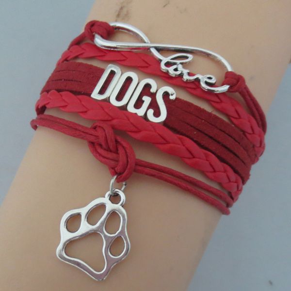 fashion infinity love dogs bracelet dog paw charm bracelets handmade leather bangles jewelry gifts, Golden;silver
fashion infinity love dogs bracelet dog paw charm bracelets handmade leather bangles jewelry gifts, Golden;silver