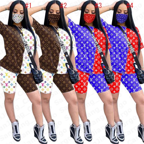 women designer t-shirts + shorts + branded washable mask 3pcs/sets tracksuit brand short sleeve outfits sportswear clothing set e51302, White
women designer t-shirts + shorts + branded washable mask 3pcs/sets tracksuit brand short sleeve outfits sportswear clothing set e51302, White