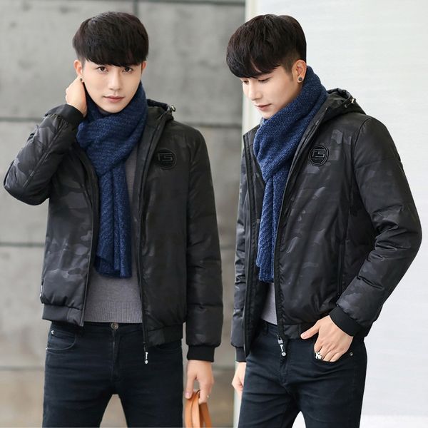new young warm down jacket men's down jacket men's camouflage short hooded thickened korean fashion embroidered warm coat, Black
new young warm down jacket men's down jacket men's camouflage short hooded thickened korean fashion embroidered warm coat, Black