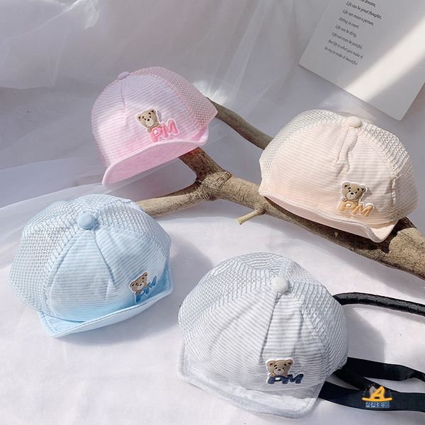 h1058 2020 new korean cartoon striped bear soft edge hat colored cotton cap baby cap baby hat, Blue;gray
h1058 2020 new korean cartoon striped bear soft edge hat colored cotton cap baby cap baby hat, Blue;gray