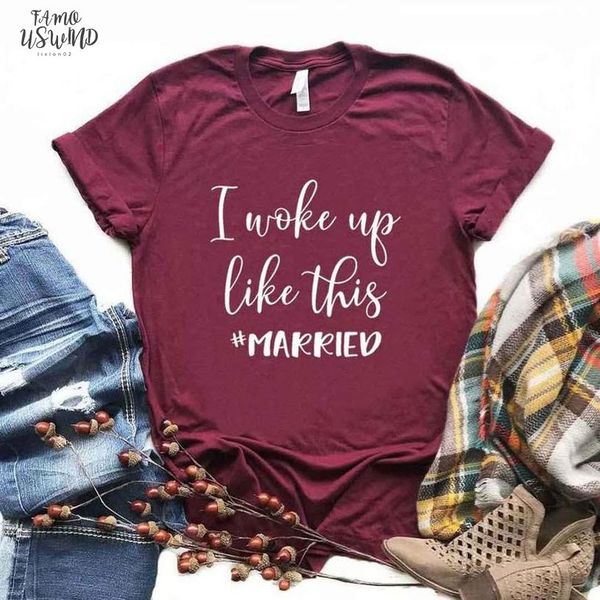 i woke up like this married print women tshirts cotton casual letter funny t shirt for lady tee hipster 6 color, White
i woke up like this married print women tshirts cotton casual letter funny t shirt for lady tee hipster 6 color, White