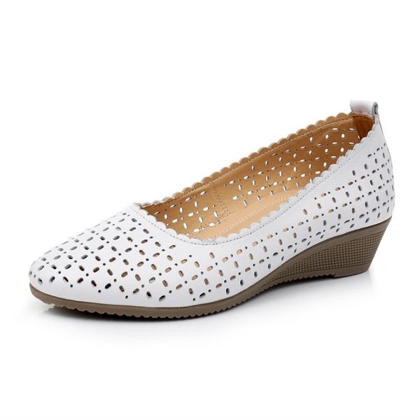 summer leather hollow hole sandals women wedges low heel soft mother's shoes genuine leather, Black
summer leather hollow hole sandals women wedges low heel soft mother's shoes genuine leather, Black