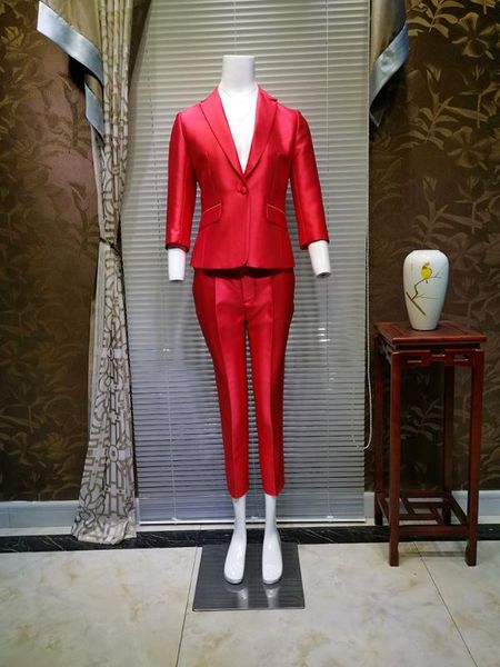fashion professional women's pants suit customized bright cloth high end office lady customized suits, White
fashion professional women's pants suit customized bright cloth high end office lady customized suits, White