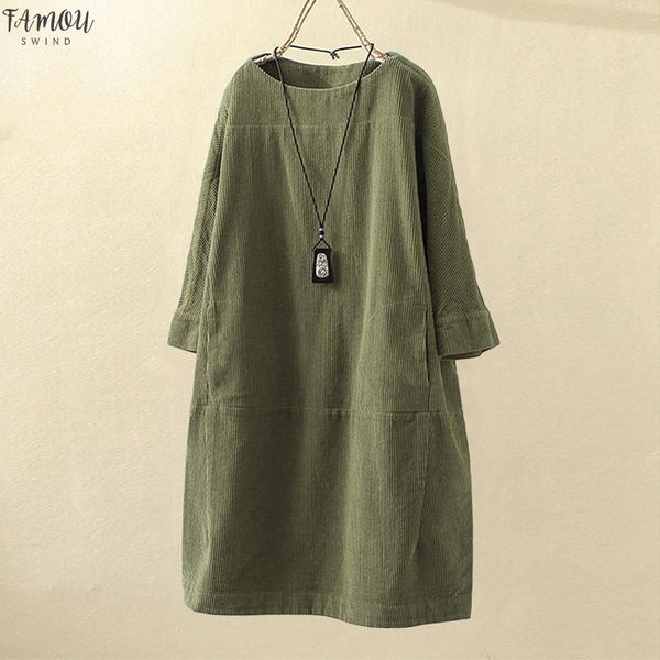 women vintage pockets corduroy solid color dress long sleeve loose casual plus size 5xl dress ropa mujer jurken grote maten @45, Black;gray
women vintage pockets corduroy solid color dress long sleeve loose casual plus size 5xl dress ropa mujer jurken grote maten @45, Black;gray