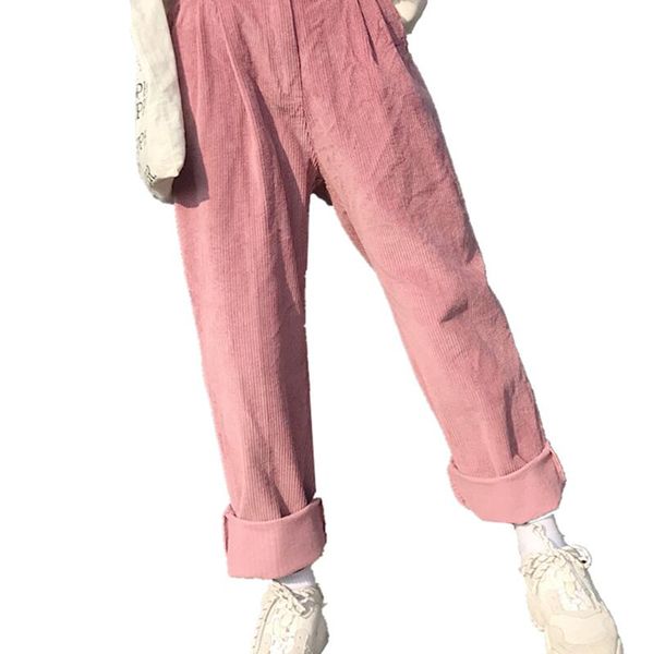 college style retro loose casual pants corduroy harlan wide leg pants, Black;white
college style retro loose casual pants corduroy harlan wide leg pants, Black;white
